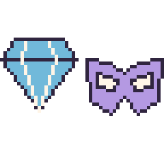 Pixel art Diamant et Masque de super-héros, grille 48 × 48