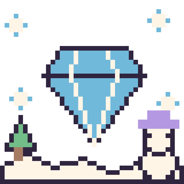 Modèle de pixel art Diamant en hiver sur une grille de 40 par 40 cases