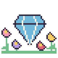Pixel art Diamant dans le jardin, grille 40 × 40