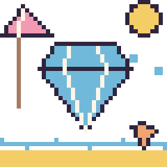 Pixel art Diamant à la plage, grille 40 × 40
