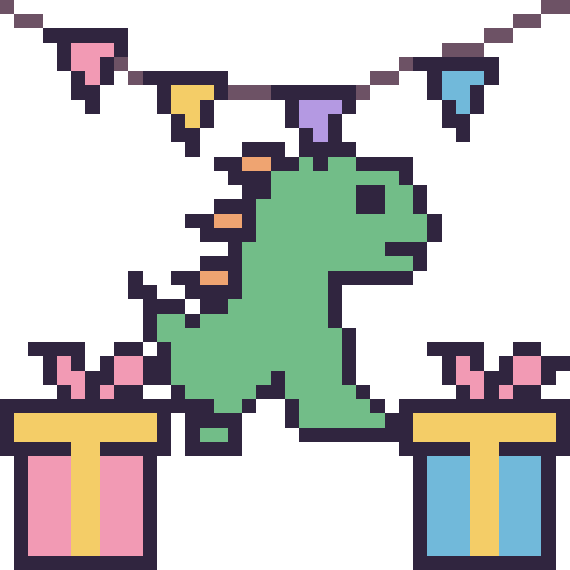 Modèle de pixel art Dinosaure pour un anniversaire sur une grille de 40 par 40 cases