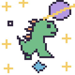 Pixel art Dinosaure dans l’espace, grille 40 × 40