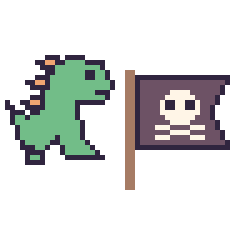 Pixel art Dinosaure et Drapeau pirate, grille 48 × 48