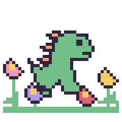 Pixel art Dinosaure dans le jardin, grille 40 × 40