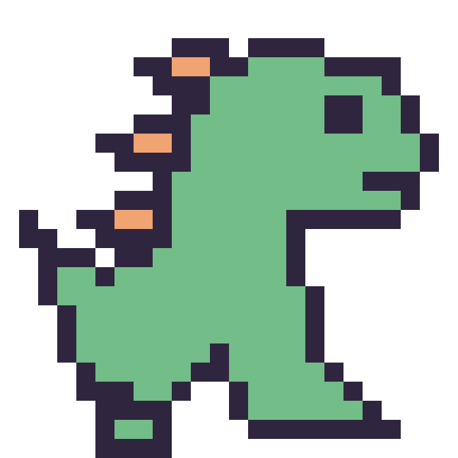 Modèle de pixel art Dinosaure sur une grille de 24 par 24 cases