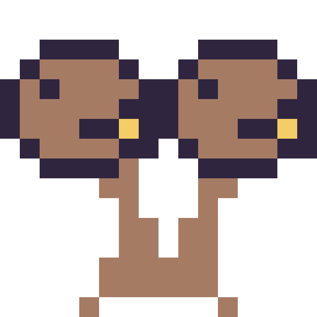 Modèle de pixel art Doduo mini 16 × 16 sur une grille de 16 par 16 cases