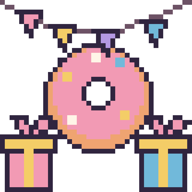 Modèle de pixel art Donut pour un anniversaire sur une grille de 40 par 40 cases