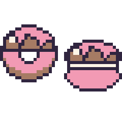Pixel art Donut au chocolat et Macaron au chocolat, grille 40 × 40