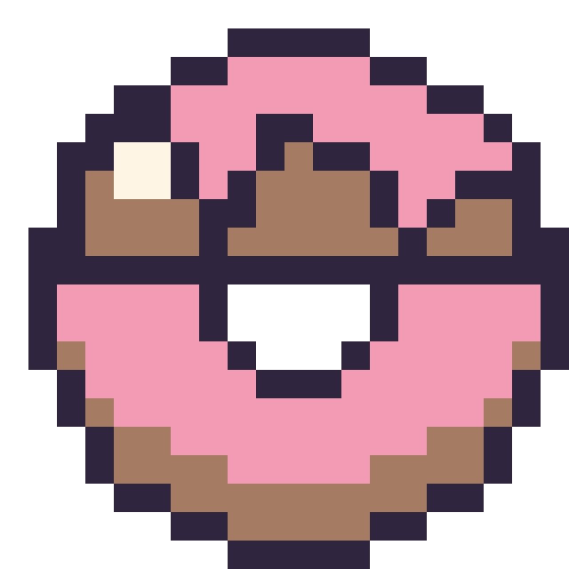 Modèle de pixel art Donut au chocolat sur une grille de 20 par 20 cases