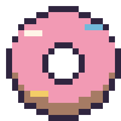 Pixel art Donut décoré, grille 20 × 20