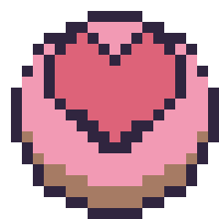 Pixel art Donut avec un cœur, grille 20 × 20