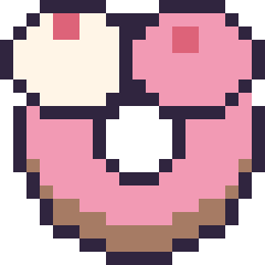 Pixel art Donut double garniture, grille 20 × 20