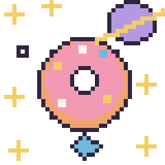 Pixel art Donut dans l’espace, grille 40 × 40