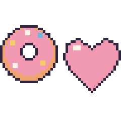 Pixel art Donut et Cœur, grille 48 × 48