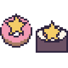Pixel art Donut avec une étoile et Sushi avec une étoile, grille 40 × 40