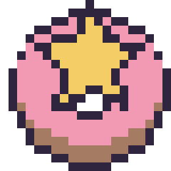 Pixel art Donut avec une étoile, grille 20 × 20
