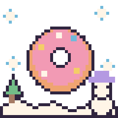 Pixel art Donut en hiver, grille 40 × 40
