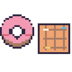 Pixel art Donut kawaii et Gaufre décoré, grille 40 × 40