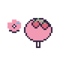 Pixel art Donut simple 10 × 10 et Sucette avec des cerises, grille 40 × 40