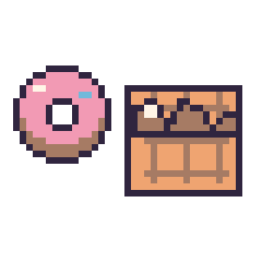 Pixel art Donut simple 16 × 16 et Gaufre au chocolat, grille 40 × 40
