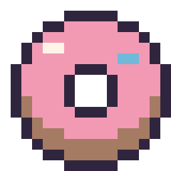 Pixel art Donut simple 16 × 16, grille 16 × 16