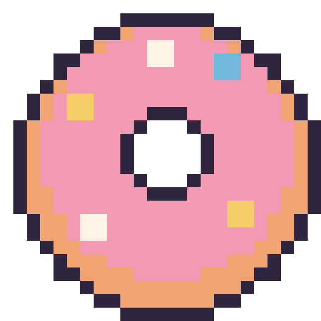 Modèle de pixel art Donut sur une grille de 24 par 24 cases