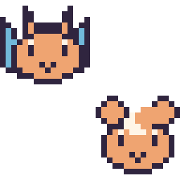Pixel art Dracaufeu mini et Teddiursa mini, grille 32 × 32