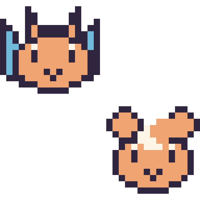 Modèle de pixel art Dracaufeu mini et Teddiursa mini sur une grille de 32 par 32 cases