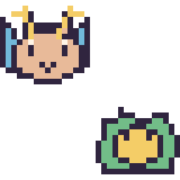 Pixel art Dracolosse mini et Nucléos mini, grille 32 × 32