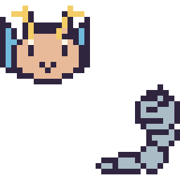 Pixel art Dracolosse mini et Onix mini, grille 32 × 32