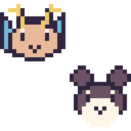 Pixel art Dracolosse mini et Ronflex mini, grille 32 × 32