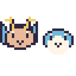 Pixel art Dracolosse mini et Tiplouf mini, grille 32 × 32
