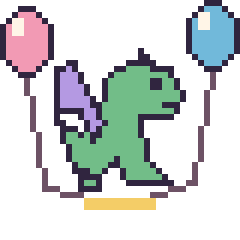 Pixel art Dragon avec des ballons, grille 40 × 40