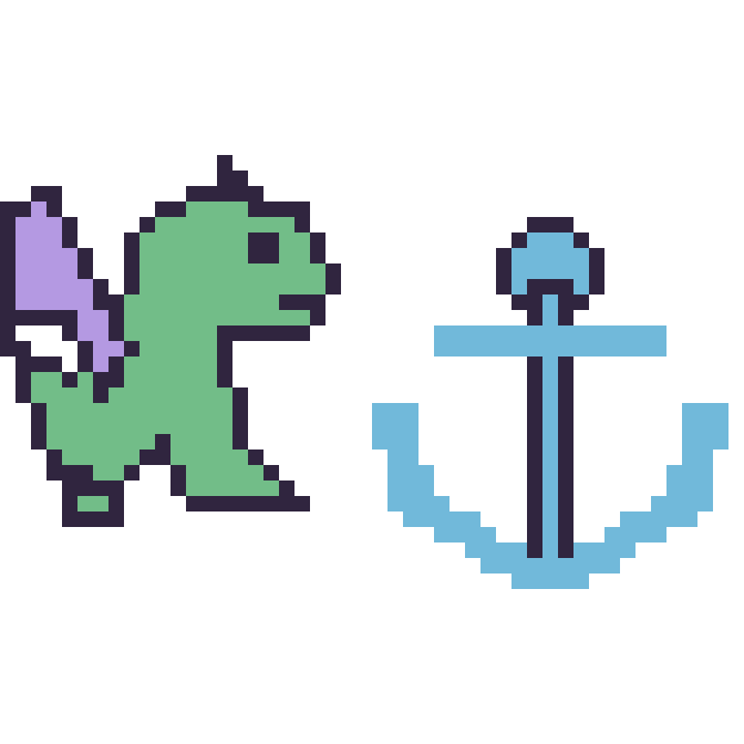 Modèle de pixel art Dragon et Ancre sur une grille de 48 par 48 cases