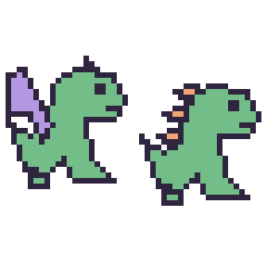 Pixel art Dragon et Dinosaure, grille 48 × 48
