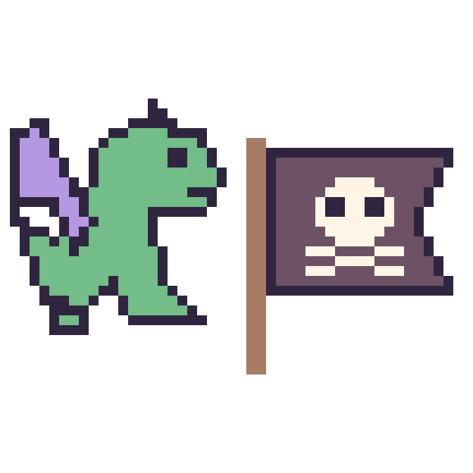 Modèle de pixel art Dragon et Drapeau pirate sur une grille de 48 par 48 cases