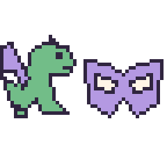 Pixel art Dragon et Masque de super-héros, grille 48 × 48