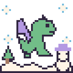 Pixel art Dragon en hiver, grille 40 × 40
