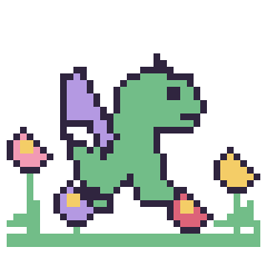 Pixel art Dragon dans le jardin, grille 40 × 40