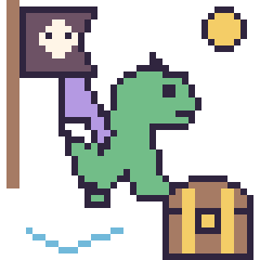 Pixel art Dragon en aventure pirate, grille 40 × 40