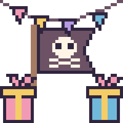 Pixel art Drapeau pirate pour un anniversaire, grille 40 × 40