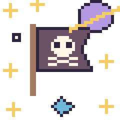Pixel art Drapeau pirate dans l’espace, grille 40 × 40