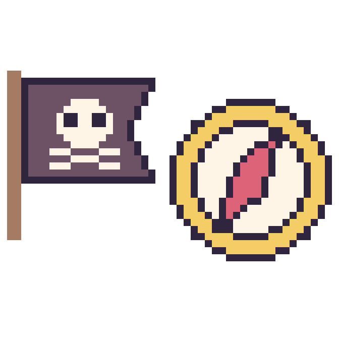 Modèle de pixel art Drapeau pirate et Boussole sur une grille de 48 par 48 cases