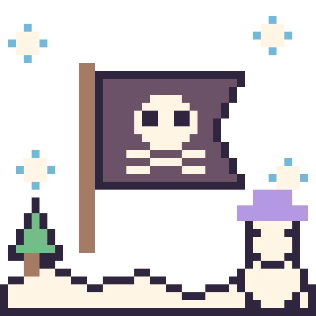 Modèle de pixel art Drapeau pirate en hiver sur une grille de 40 par 40 cases