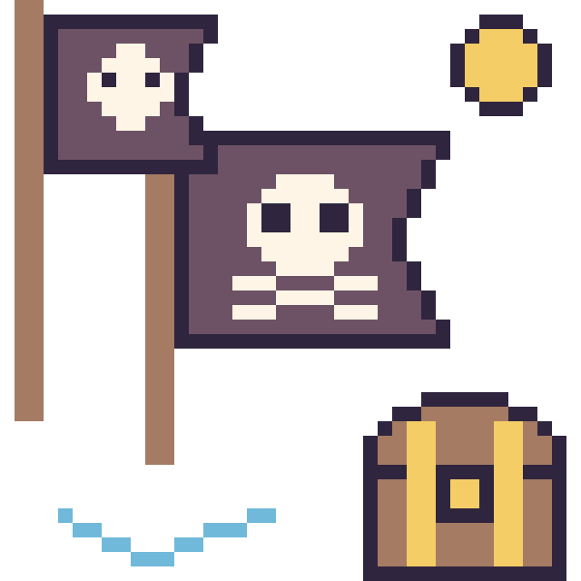 Modèle de pixel art Drapeau pirate en aventure pirate sur une grille de 40 par 40 cases