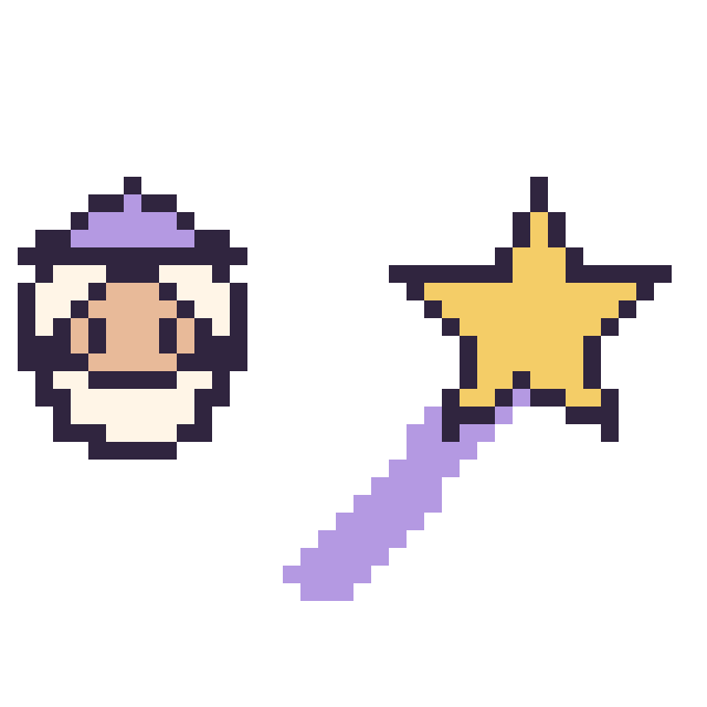 Modèle de pixel art Dumbledore mini et Baguette magique sur une grille de 40 par 40 cases