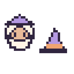 Pixel art Dumbledore mini et Chapeau de sorcière simple 12 × 12, grille 32 × 32