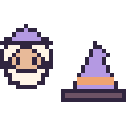 Pixel art Dumbledore mini et Chapeau de sorcière simple 16 × 16, grille 32 × 32