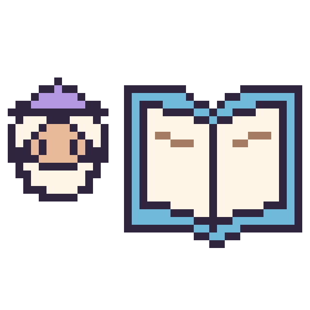 Modèle de pixel art Dumbledore mini et Livre sur une grille de 40 par 40 cases