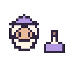Pixel art Dumbledore mini et Potion simple 10 × 10, grille 32 × 32